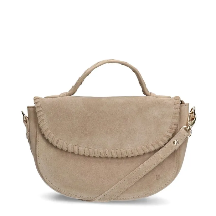 Manfield Beige suède schoudertas^ Schoudertassen