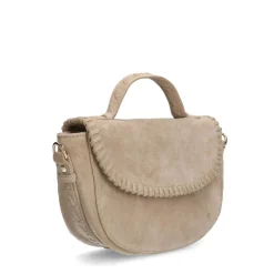 Manfield Beige suède schoudertas^ Schoudertassen