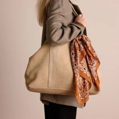 Manfield Beige suède shopper^ Shoppers