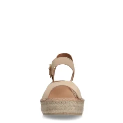 Manfield Beige suède sleehakken^DAMES Espadrilles|Sandalen