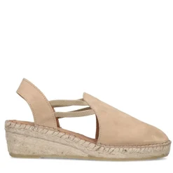Manfield Beige suède sleehakken^DAMES Espadrilles|Sandalen