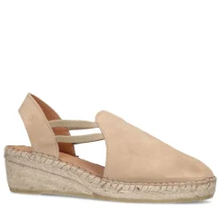 Manfield Beige suède sleehakken^DAMES Espadrilles|Sandalen