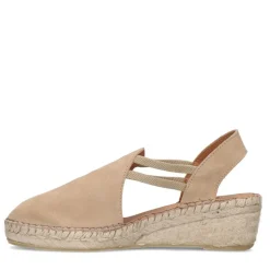 Manfield Beige suède sleehakken^DAMES Espadrilles|Sandalen
