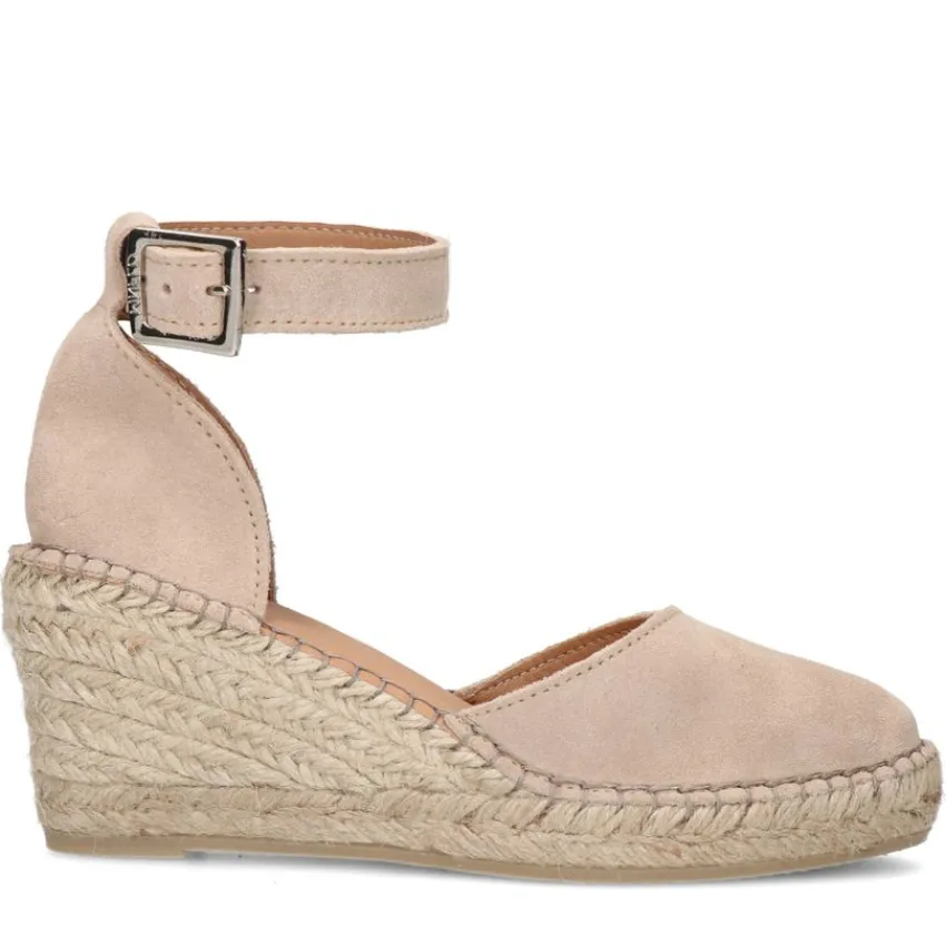 Manfield Beige suède sleehakken^DAMES Sandalen|Espadrilles