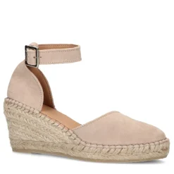 Manfield Beige suède sleehakken^DAMES Sandalen|Espadrilles