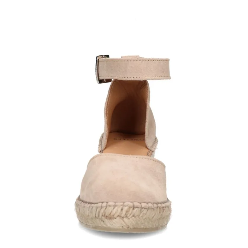 Manfield Beige suède sleehakken^DAMES Sandalen|Espadrilles