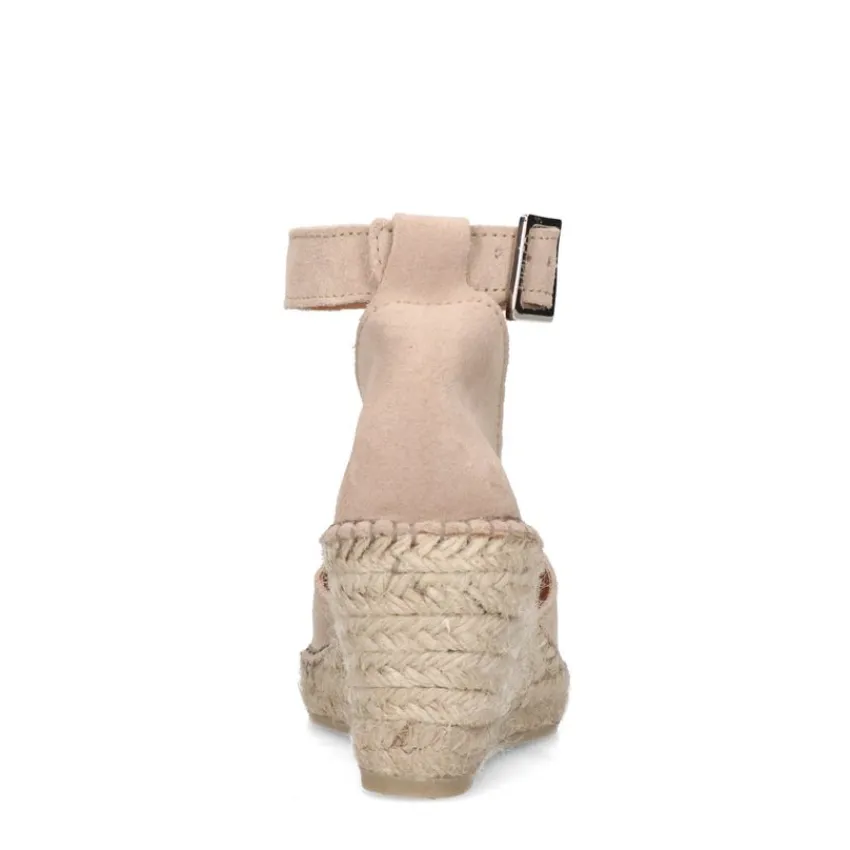 Manfield Beige suède sleehakken^DAMES Sandalen|Espadrilles