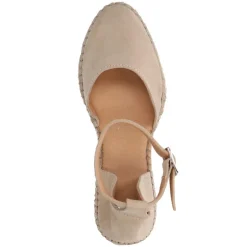 Manfield Beige suède sleehakken^DAMES Sandalen|Espadrilles