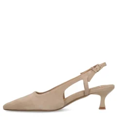 Manfield Beige suède slingback pumps^DAMES Pumps|Slingbacks