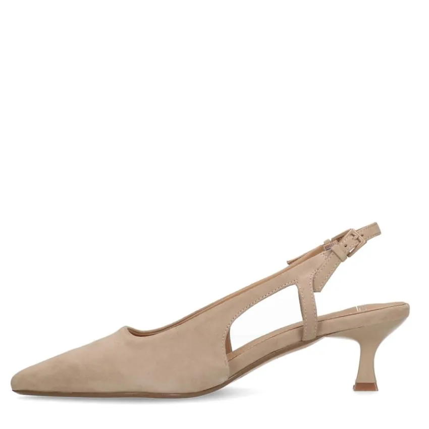 Manfield Beige suède slingback pumps^DAMES Pumps|Slingbacks