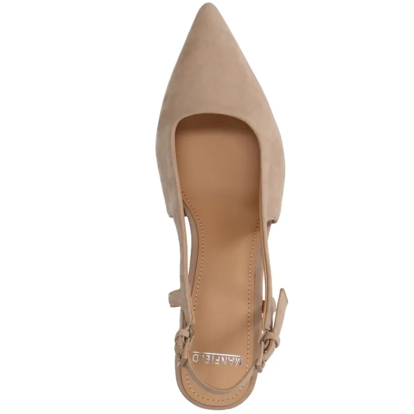 Manfield Beige suède slingback pumps^DAMES Pumps|Slingbacks
