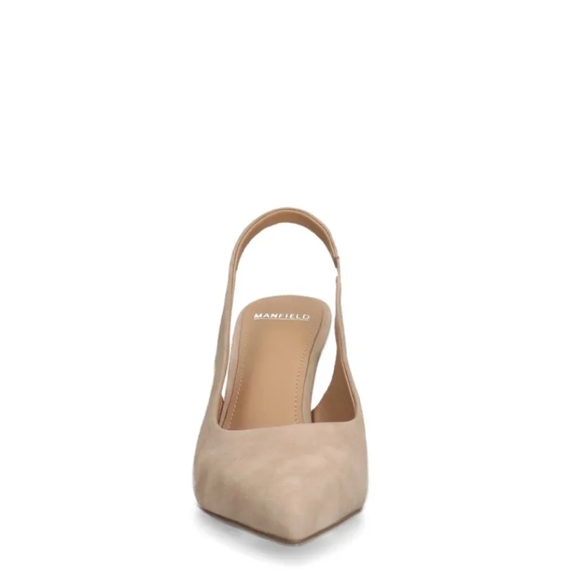Manfield Beige suède slingbacks^DAMES Pumps|Slingbacks