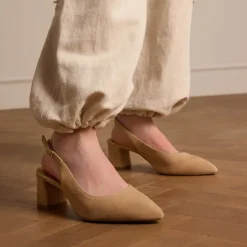 No Stress Beige suède slingbacks^DAMES Pumps|Slingbacks