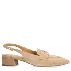 Manfield Beige suède slingbacks^DAMES Pumps|Slingbacks