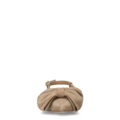 Manfield Beige suède slingbacks met strik^DAMES Pumps|Slingbacks