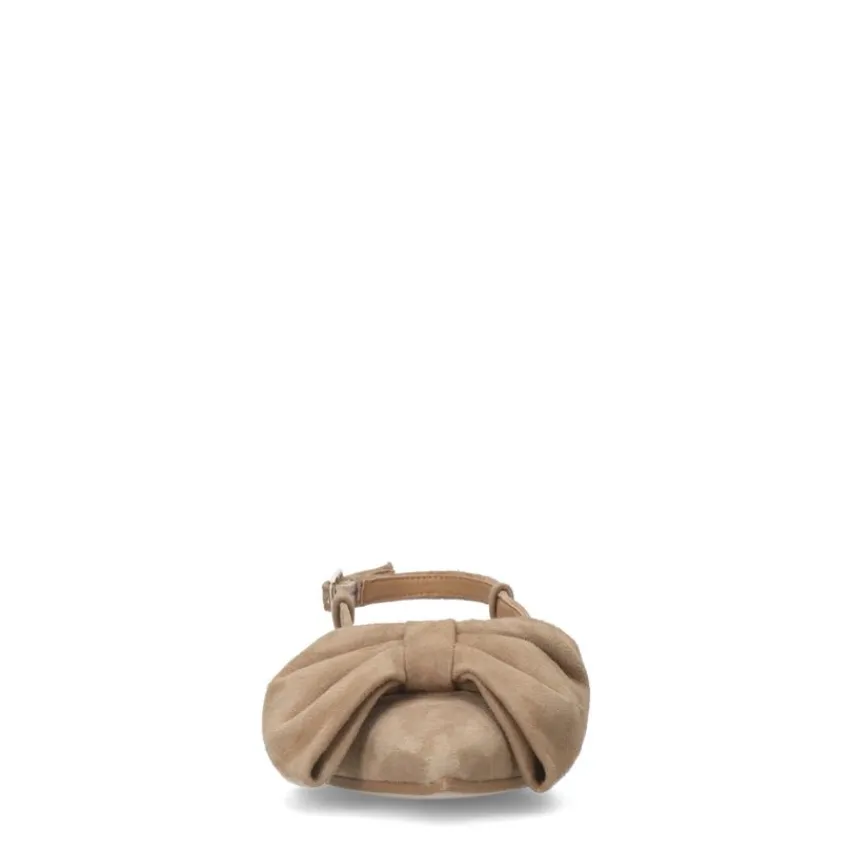 Manfield Beige suède slingbacks met strik^DAMES Pumps|Slingbacks