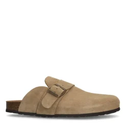 Manfield Beige suède slip ons^Heren Slippers & Sandalen