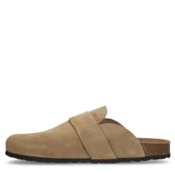 Manfield Beige suède slip ons^Heren Slippers & Sandalen