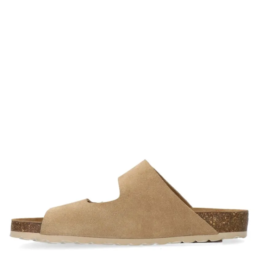 Manfield Beige suède slippers^Heren Slippers & Sandalen