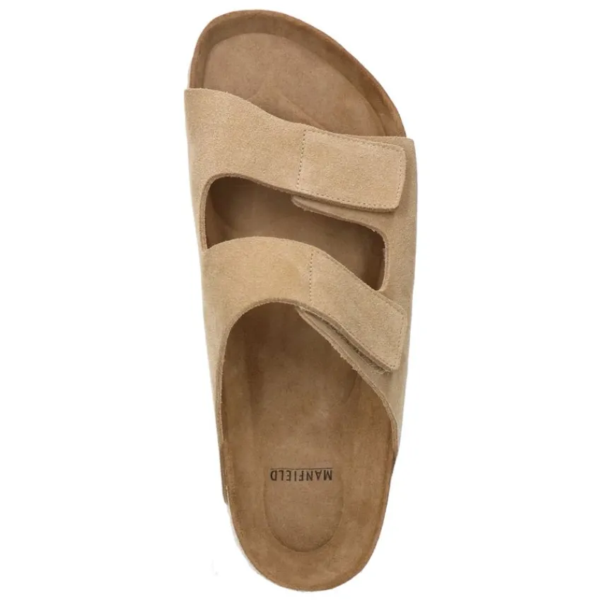 Manfield Beige suède slippers^Heren Slippers & Sandalen