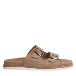Manfield Beige suède slippers^Heren Slippers & Sandalen