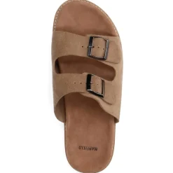 Manfield Beige suède slippers^Heren Slippers & Sandalen