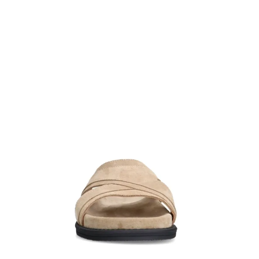 Manfield Beige suède slippers^Heren Slippers & Sandalen