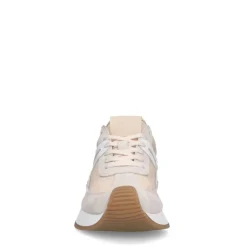 Manfield Beige suède sneaker met leren details^DAMES Sneakers