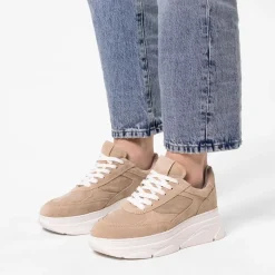 Manfield Beige suède sneakers^DAMES Sneakers