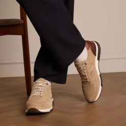 Van Lier Beige suède sneakers^Heren Sneakers