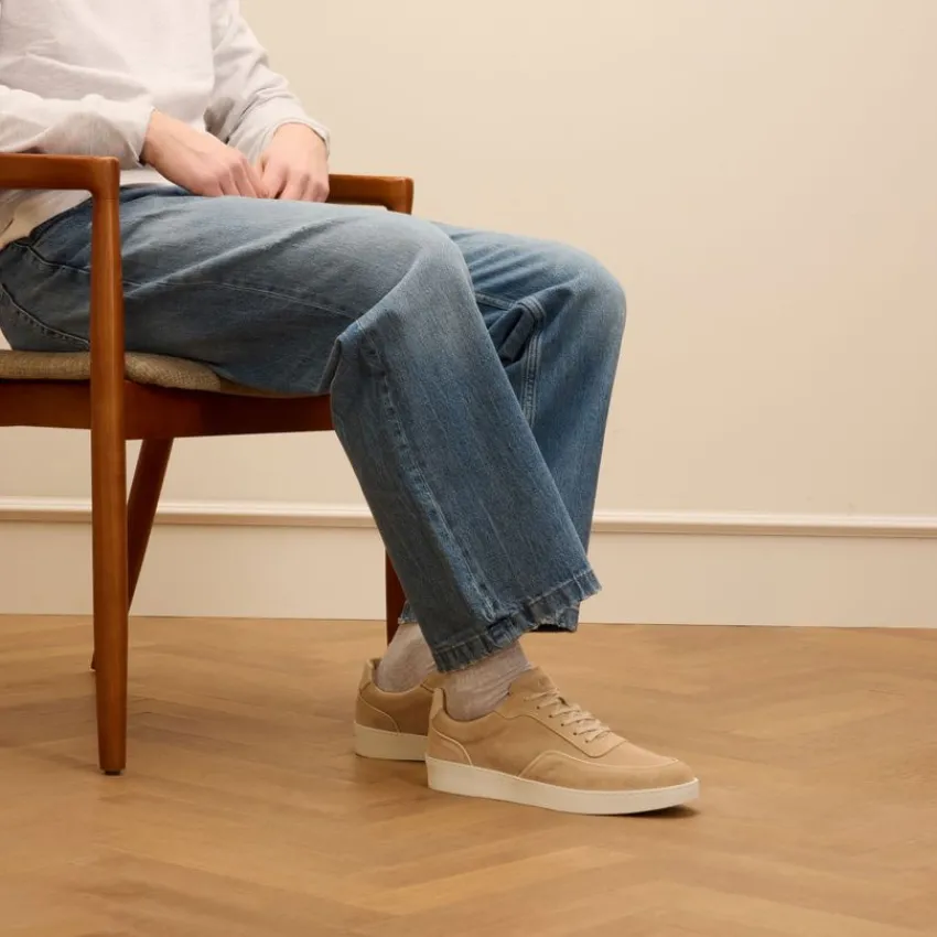 Manfield Beige suède sneakers^Heren Sneakers