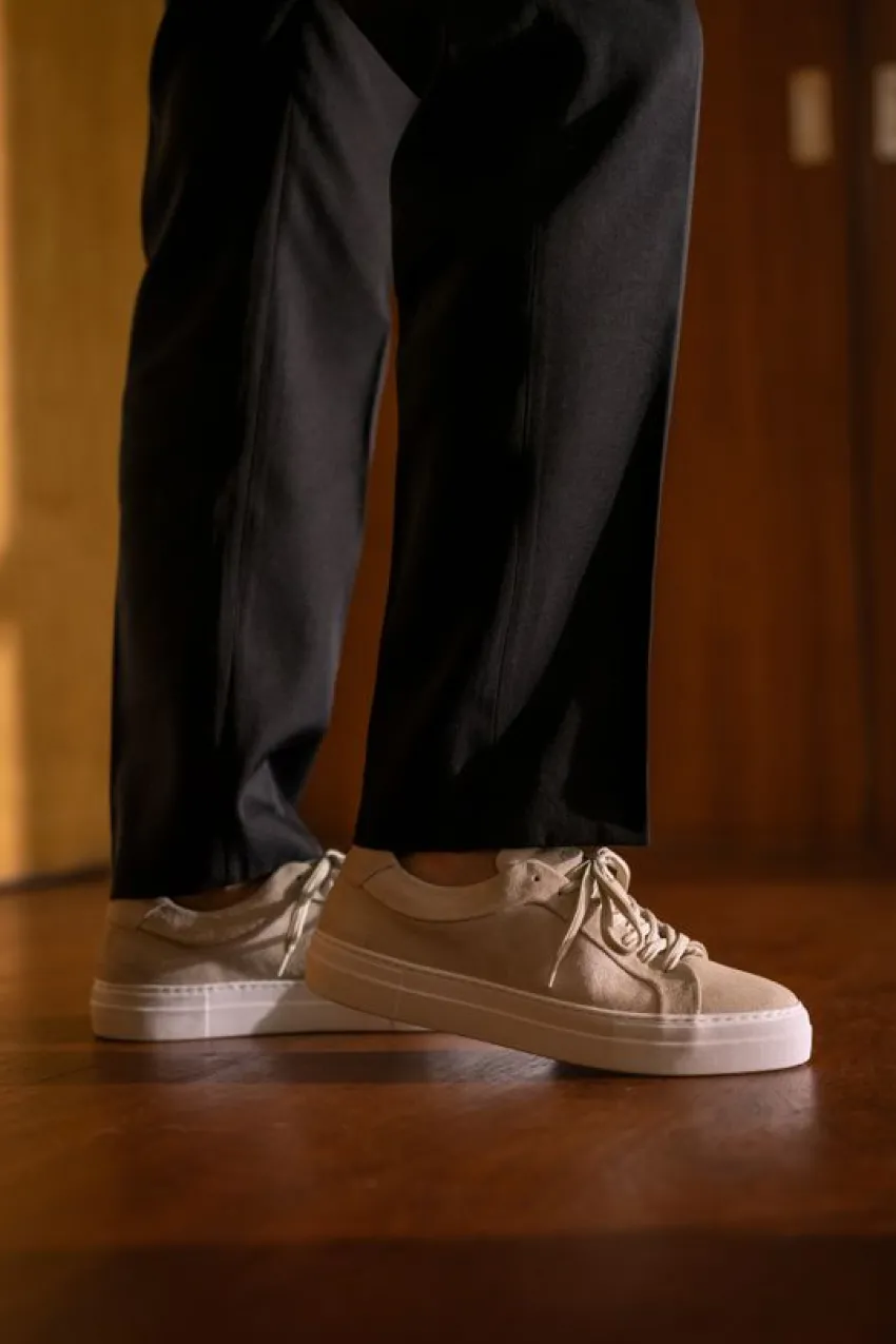 Manfield Beige suède sneakers^Heren Sneakers