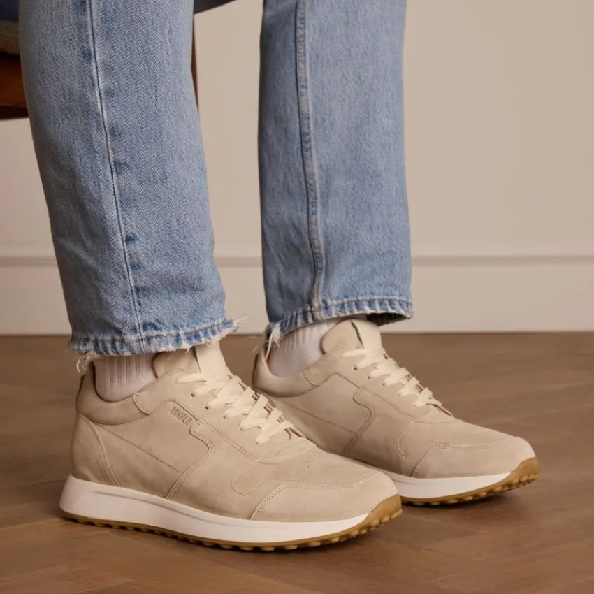 Manfield Beige suède sneakers^Heren Sneakers