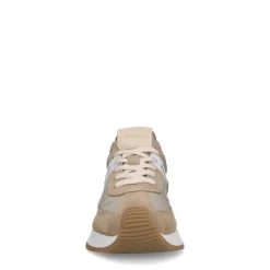 Manfield Beige suède sneakers met leren details^DAMES Sneakers