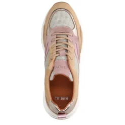Manfield Beige suède sneakers met mesh en metallic details^DAMES Sneakers