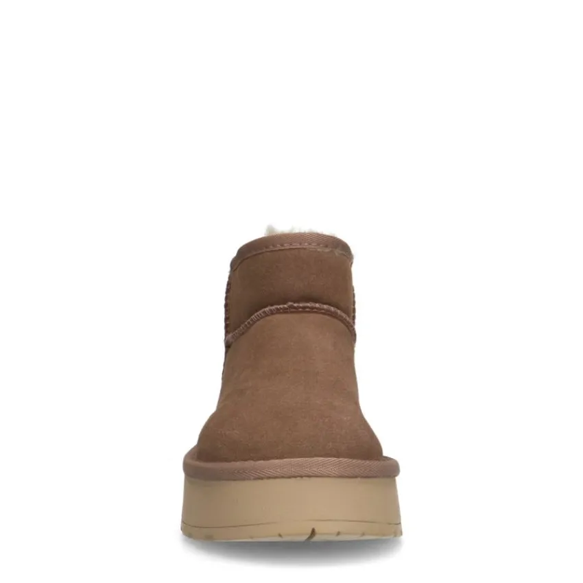 Manfield Beige suède snowboots^DAMES Enkellaarsjes