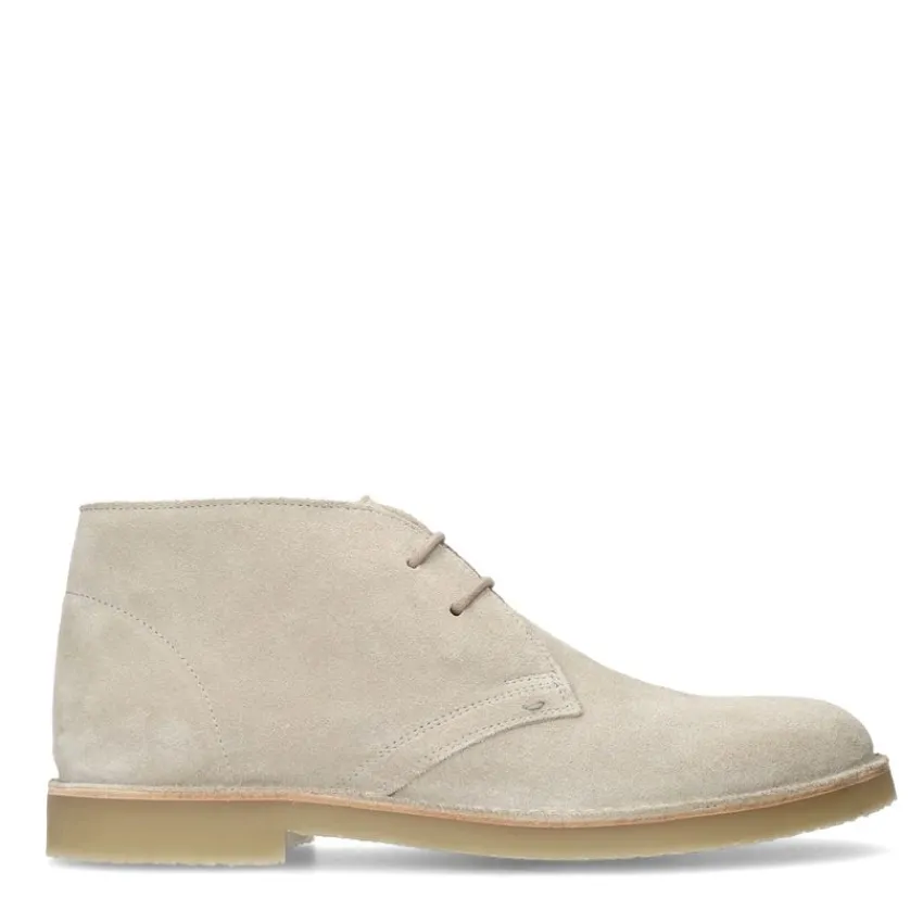 Manfield Beige suède veterboots^Heren Boots