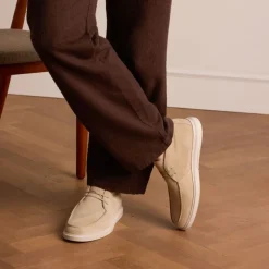 Manfield Beige suède veterboots^Heren Boots