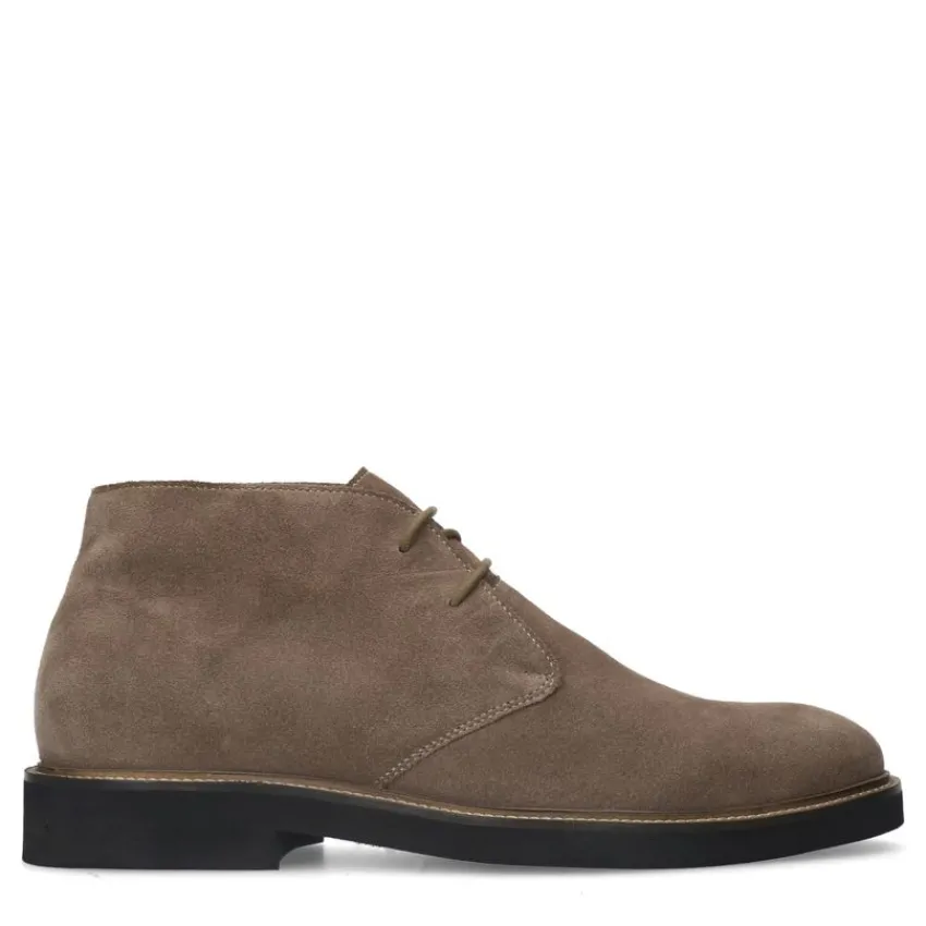 Manfield Beige suède veterboots^Heren Boots
