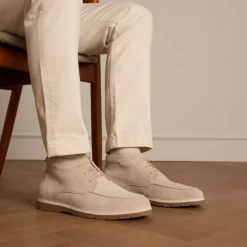 Manfield Beige suède veterboots^Heren Boots