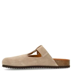 Manfield Beige/grijs suède clogs^DAMES Loafers