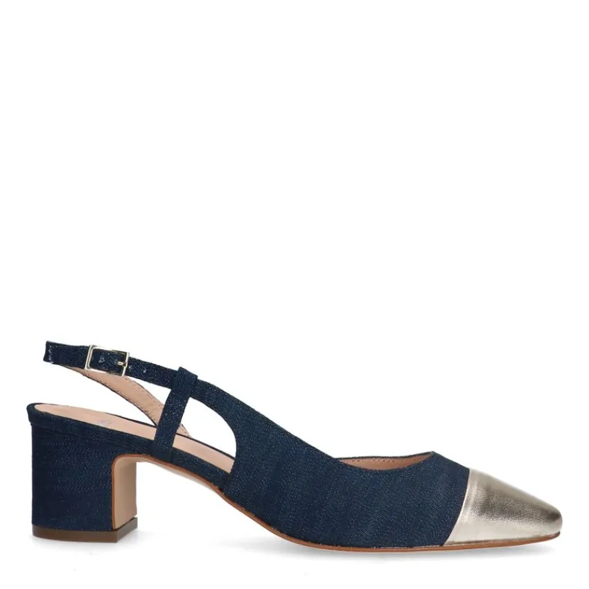 Manfield Blauwe denim slingback pumps^DAMES Pumps|Slingbacks