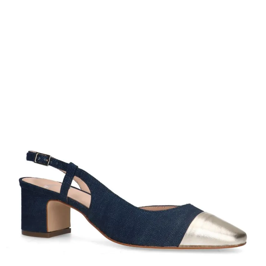 Manfield Blauwe denim slingback pumps^DAMES Pumps|Slingbacks