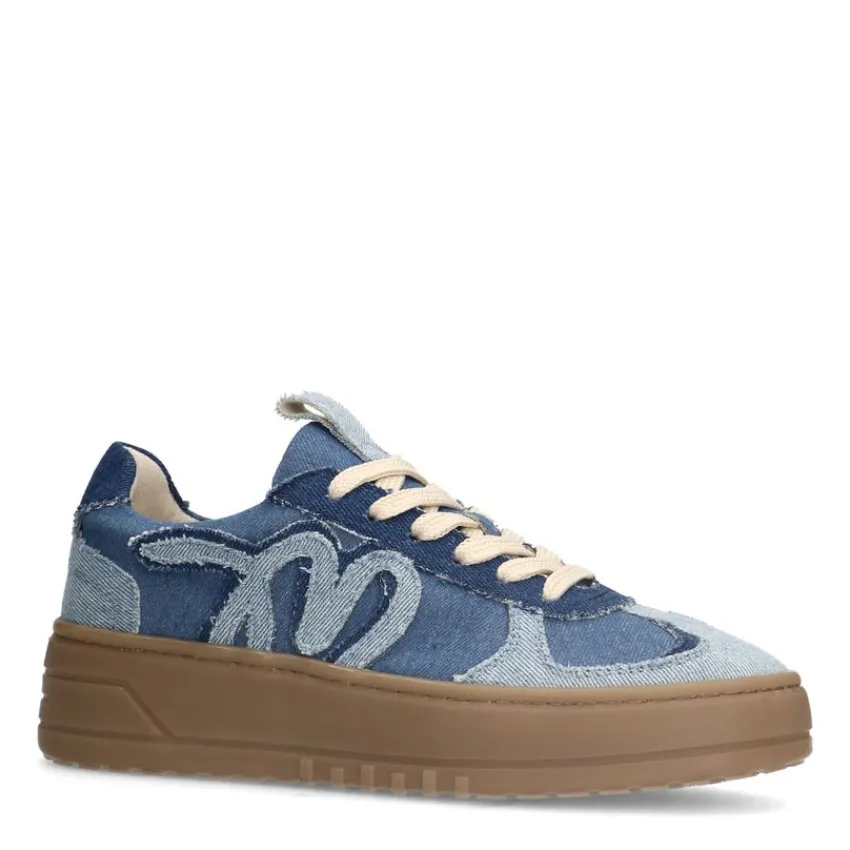 Manfield Blauwe denim sneakers^DAMES Sneakers