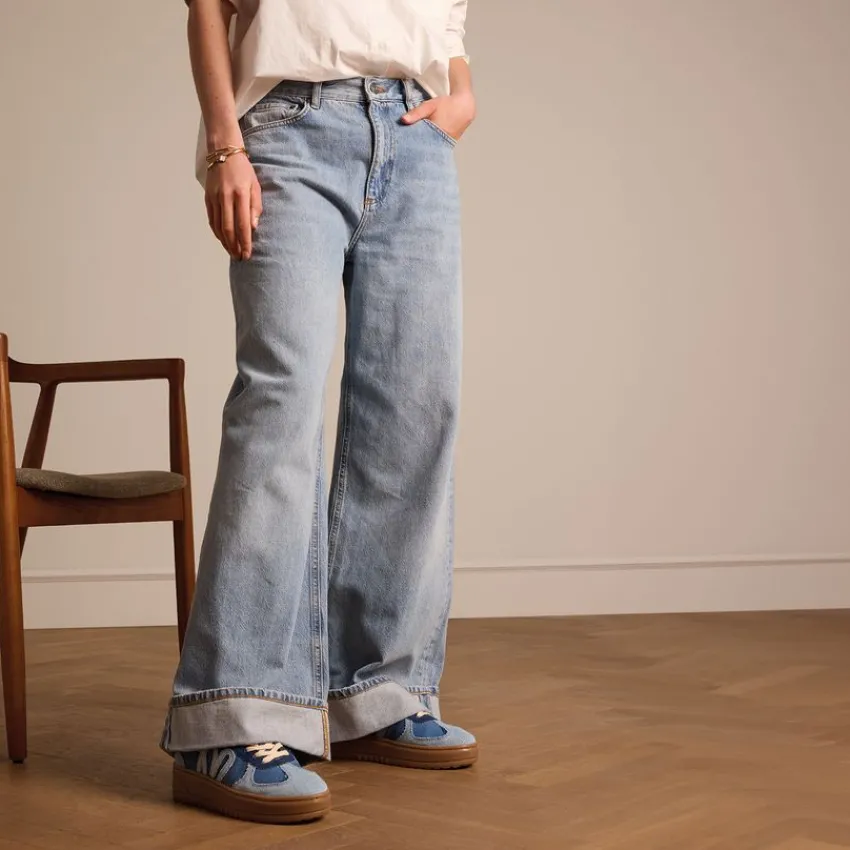 Manfield Blauwe denim sneakers^DAMES Sneakers