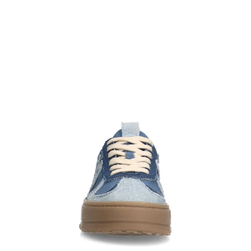 Manfield Blauwe denim sneakers^DAMES Sneakers