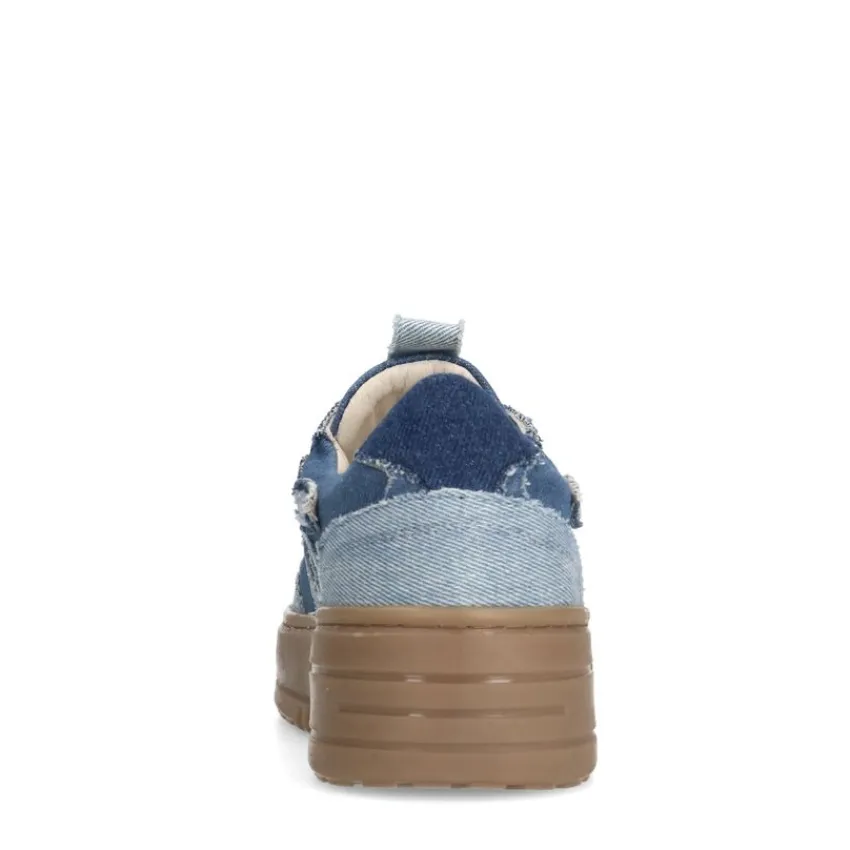 Manfield Blauwe denim sneakers^DAMES Sneakers