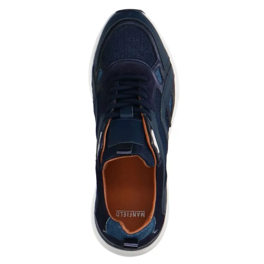 Manfield Blauwe denim sneakers^DAMES Sneakers