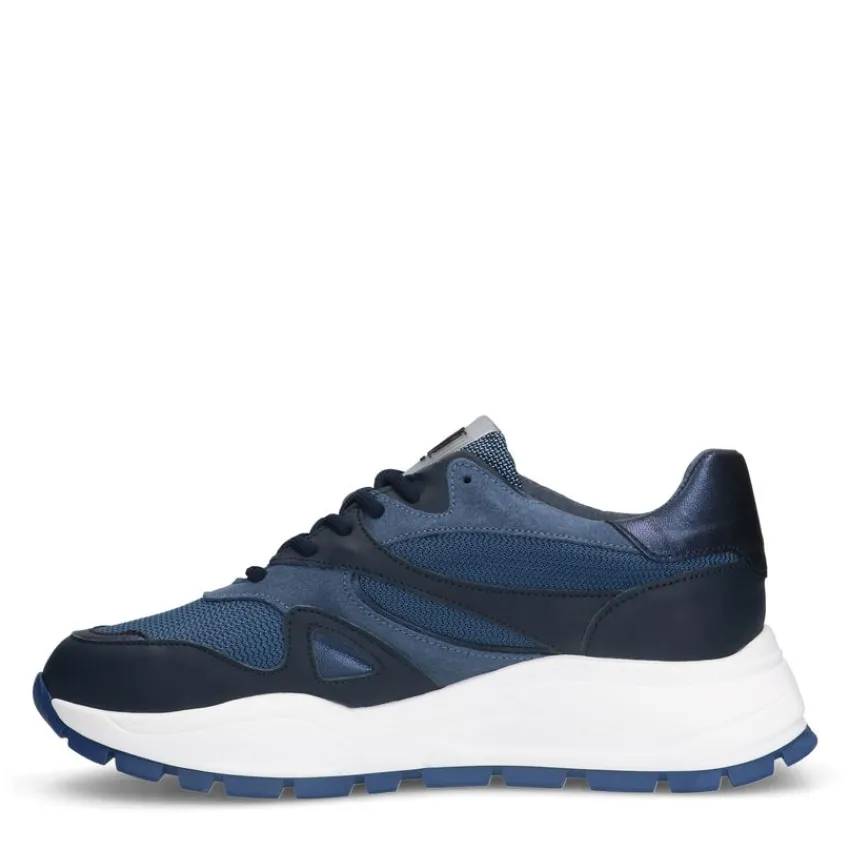 Manfield Blauwe denim sneakers^DAMES Sneakers