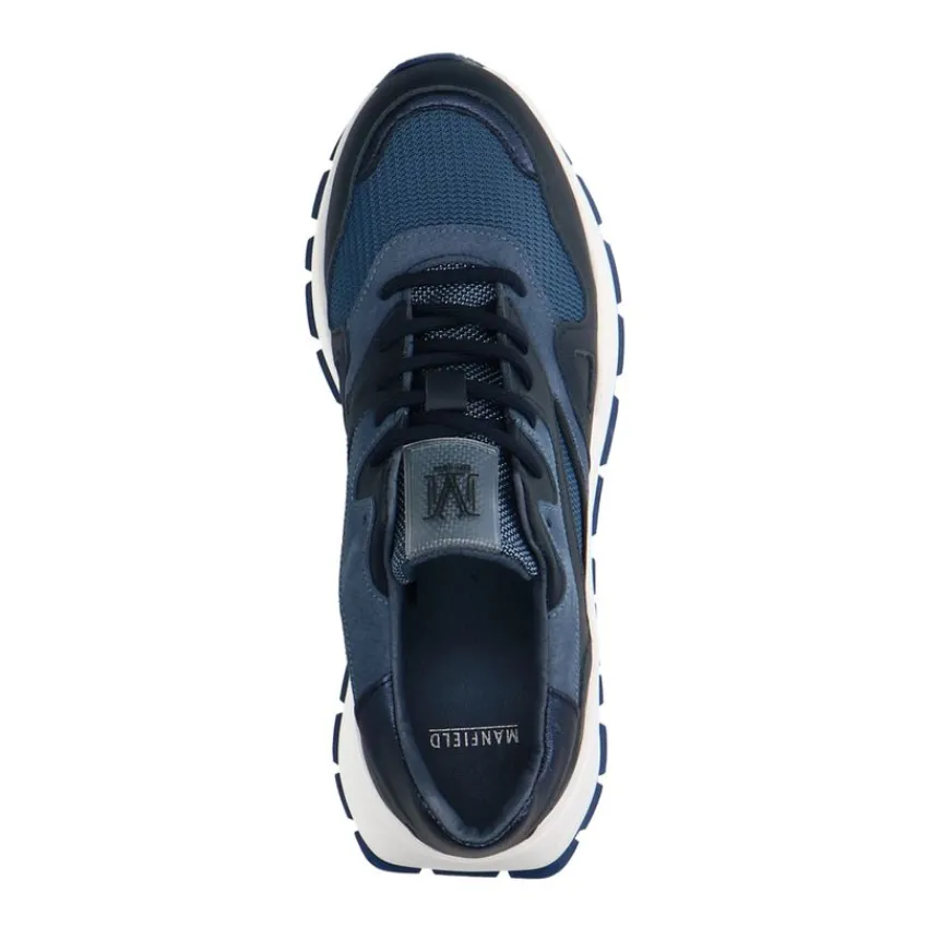 Manfield Blauwe denim sneakers^DAMES Sneakers
